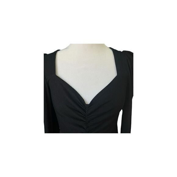 Generation Love Black V-neck Ruched Stretch Shirred Long Sleeves Blouse/Top XS/S - Picture 3 of 6